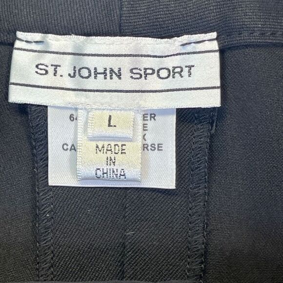 St. John Sport Black Fall 06 Basic Wide Leg High Waist Dress Pants Size Large - Picture 4 of 10